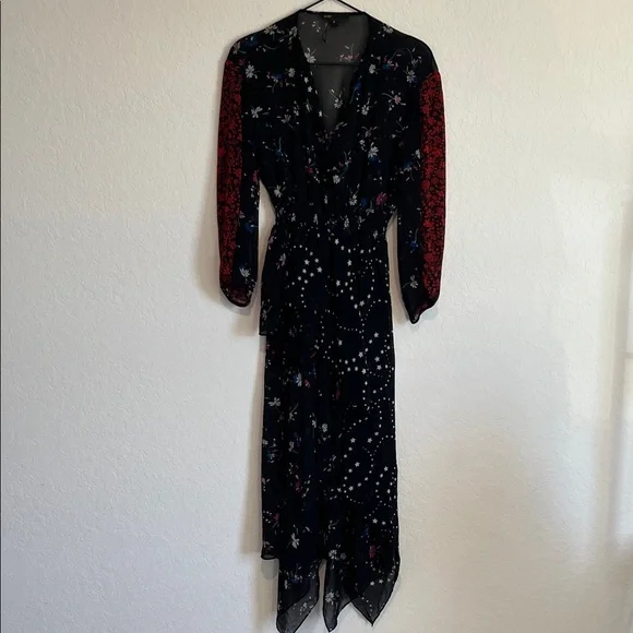 Maje Rayema Handkerchief Hem Printed Maxi Dress - Picture 3 of 9